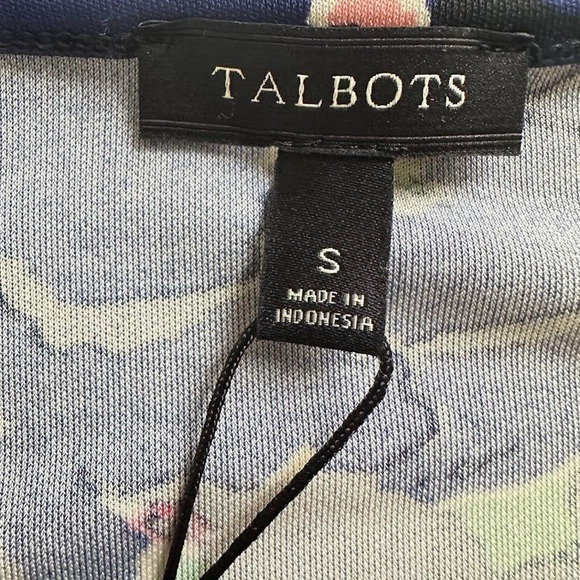 Talbots Dress Black Impressionist Floral Print Long Sleeve Belted Stretch Small - Picture 9 of 9